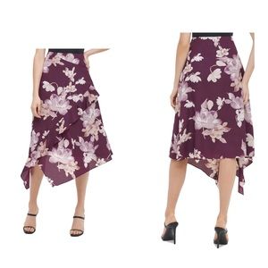 Calvin Klein Floral Ruffle Tulip Women’s Midi Skirt Size 8 NWT